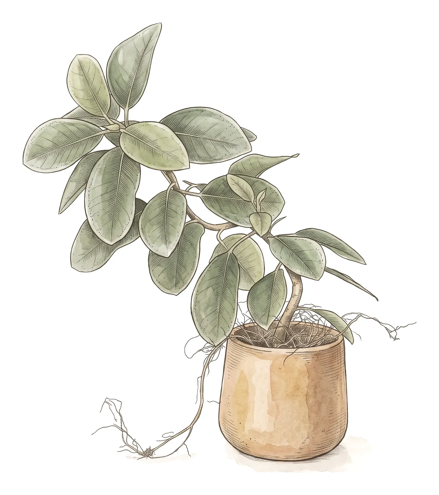 フランスゴムの木（FICUS RUBIGINOSA）のイラスト